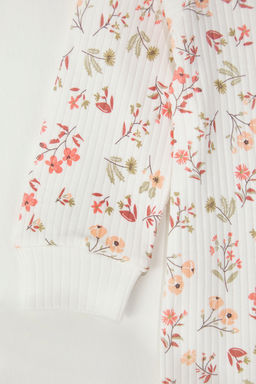 Ekru K?z Bebek %100 Pamuk Bask?l? Uzun Kol Orme Tulum TKDSS25TU00002 - Trendyolmilla фото 3