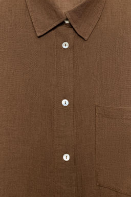 CAMISA GASA OVERSIZE BOLSILLO / Marr?n - Zara фото 7