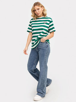 Футболка женская в молочно-зеленую полоску - Mark formelle фото 5