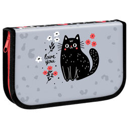 Пенал 1 отд. 200*130мм, ArtSpace "Black cat with flower" (ПК7_Л130001) ламинация