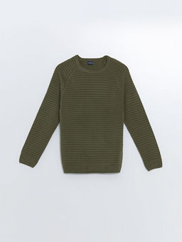 Bisiklet Yaka Dokulu Erkek ?ocuk Triko Kazak