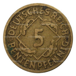 Монета 5 рентенфеннигов 1923 года D Германия