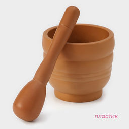 Ступка с пестиком Доляна «Кирпичный камень», 250 мл, 10.5×20 см, коричневая