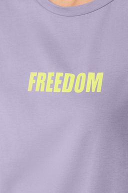 TRENDYOLMILLA Antrasit %100 Pamuk Slogan Bask?l? Relaxed/Rahat Kal?p Bisiklet Yaka Orme T-Shirt TWOSS21TS0316 фото 5