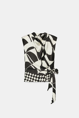 TOP HOMBRERAS ESTAMPADO GEOM?TRICO / Crudo / Negro - Zara фото 7