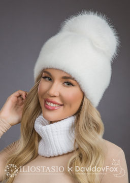 Шапка Лыжница экомех белый