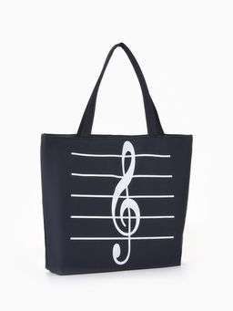 Сумка - шоппер «Музыка», на молнии, 42×9×32 см, с принтом, чёрная