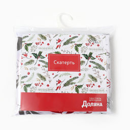 Скатерть новогодняя «Доляна. Новогодние цветы», 145×180 см, 100% п/э