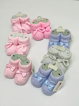 (Уп. 12 шт) Пинетки для новорожденных вязаные, Турция, цвета микс - Мамин малыш фото 2