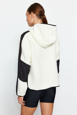 TRENDYOLMILLA Ekru Renk Bloklu Parasut Kumas Detayl? Pelus Genis Kal?p Orme Spor Sweatshirt THMAW24SW00009  фото 6