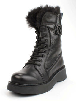 04-YPM5834A BLACK Ботинки зимние женские (натуральная кожа, натуральный мех)