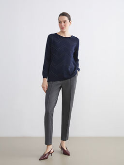 Bisiklet Yaka Desenli Kad?n Triko Kazak