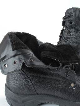 05-9011 BLACK Ботинки зимние мужские (натуральная кожа, искусственный мех)