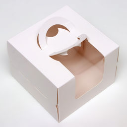 Коробка под бенто - торт с окном, белая, 13.5×13.5×10 см