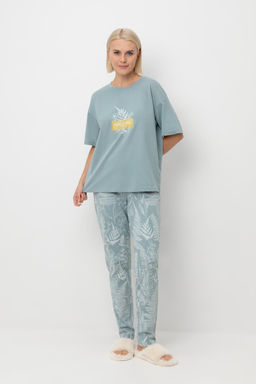 Е 20142/пыльно-голубой,лесной гербарий пижама жен