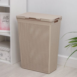Корзина бельевая с крышкой «Лофт», 50 л, латте