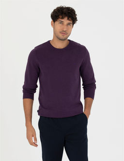Mor Slim Fit Bisiklet Yaka Basic Triko Kazak - Pierre cardin фото 3