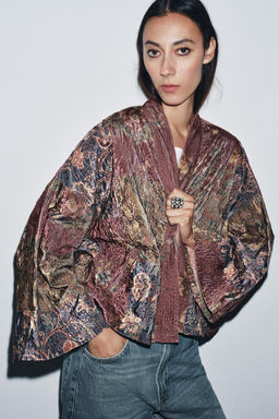 FLORAL PRINT VELVET KIMONO - Zara фото 4