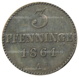 3 пфеннинга 1861 года A Германские государства  Мекленбург-Шверин