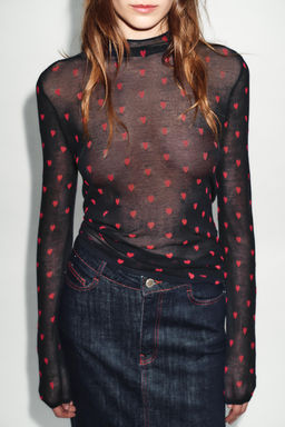 FINE KNIT TOP WITH HEARTS - Zara фото 2