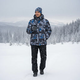 RODOS Утеплённый костюм мужской зима М-194 (Глобус) Серый/Голубой