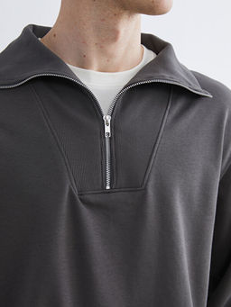 Fermuarl? Dik Yaka Erkek Sweatshirt