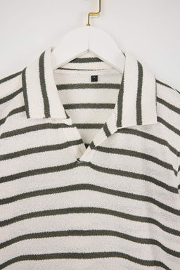 Yesil Regular/Normal Kesim Dokulu Cizgili Polo Yaka T-shirt TMNSS26PO00013 - Trendyolmilla фото 5