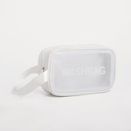 Косметичка на молнии для бассейна, с ручкой, матовая, с принтом Washbag, белая