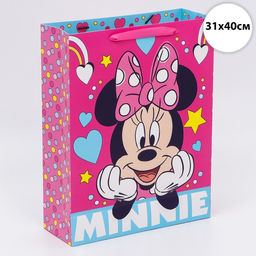 Пакет подарочный, 31 х 40 х 11,5 см Minnie, Минни Маус