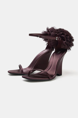 MAXI FLOWER WEDGE SANDALS - Zara фото 4