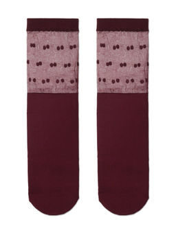 Цена за 2 пары. Носки Классические CONTE Удлиненные носки с прозрачным верхом в горошек FANTASY marsala - Conte elegant фото 2