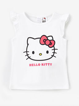 Bisiklet Yaka Hello Kitty Bask?l? K?z Bebek ?ortlu Pijama Tak?m?