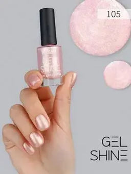 LuxVisage Лак для ногтей GEL SHINE тон 105 светлый розовый с золотым шиммером 9мл