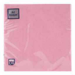 Салфетки бумажные "Art Bouquet" 33х33см, 3-х слойные, 16 штук в упаковке, 100% целлюлоза, "Барокко. Светло-розовый" (Россия)