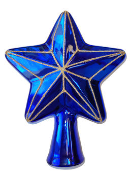 Елочное украшение Верхушка Звезда СИНЯЯ (стекло) 17см - Коломеев фото 2
