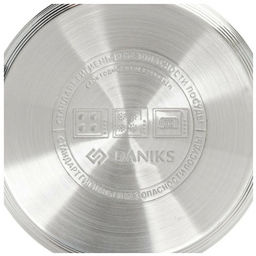 Кастрюля нерж СТАНДАРТ 2л со стекл крышкой мет/ручки матов 16см Daniks SD-16-2 (294419)  фото 2