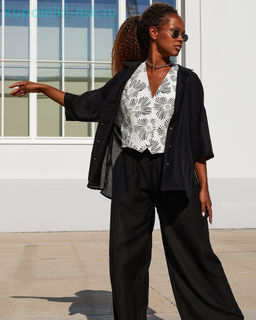 Гавайка тенсель Жоржет Блуза-рубашка (42-50)