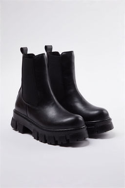 Trendyolmilla Shoes Siyah Lastikli T?rt?kl? Duz Kal?n Taban Chealsea Kad?n Bot TAKAW25BO00020 фото 2