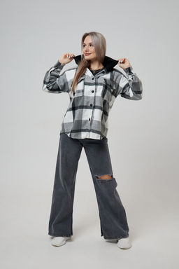 Рубашка женская в клетку с капюшоном РЖКК-01