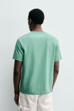 CAMISETA REGULAR FIT BOLSILLO PARCHE / Verde Menta