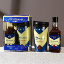 Подарочный набор Настоящему мужику!, гель для душа виски 250 мл и термостакан 250 мл, Чистое счастье