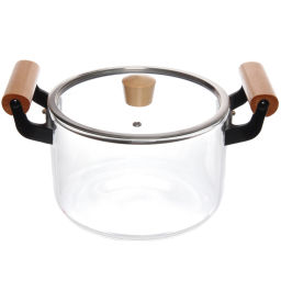 Кастрюля из боросиликатного стекла 3,5л "Хай-Тек" с деревянными ручками