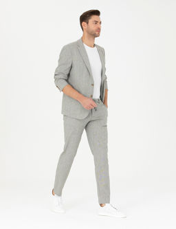 A__k Ye_il Ex. Slim Fit Keten Kar___ml_ Kuma_ Pantolon
