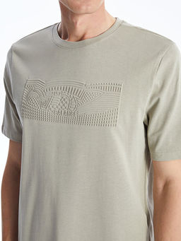 Bisiklet Yaka K?sa Kollu Bask?l? Penye Erkek Ti??rt