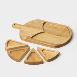 Подарочный набор посуды Adelica «Сырная мозаика», доска разделочная 35×22 см, менажницы 4 шт., 12.5×9 см, дерево берёза