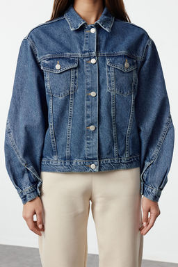Mavi Kolu Dikis Detayl? Oversize Denim Ceket TWOAW25CE00015 - Trendyolmilla фото 3