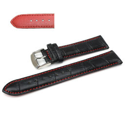 Ремешок для часов натуральная кожа черный C6-18black-red