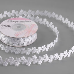 Лента фигурная Ветви с цветами, 20 мм, 90.5 м, белая