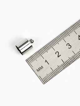 Концевик-шапочка, СМ-165, (набор 5 шт.), 1.2?0.8 см, d(вн.)=0.7 см, цвет серебро
