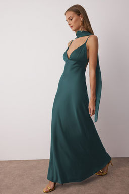 Kahverengi Sal Detayl? Saten Dokuma Maxi Abiye Gece Mezuniyet Elbisesi TPRSS25EL00312 - Trendyolmilla фото 9